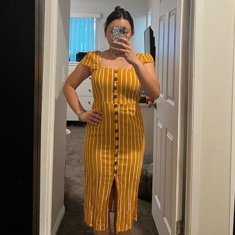 Striped Mustard Dress